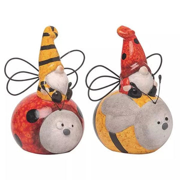 Kellis Gifts Holiday Decoration Pair Gnome and Friend Figurines - Bee and Ladybug Decoration